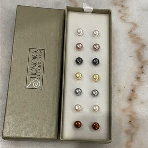 Honora Collection Multi-Color Pearl Stud Earrings Set